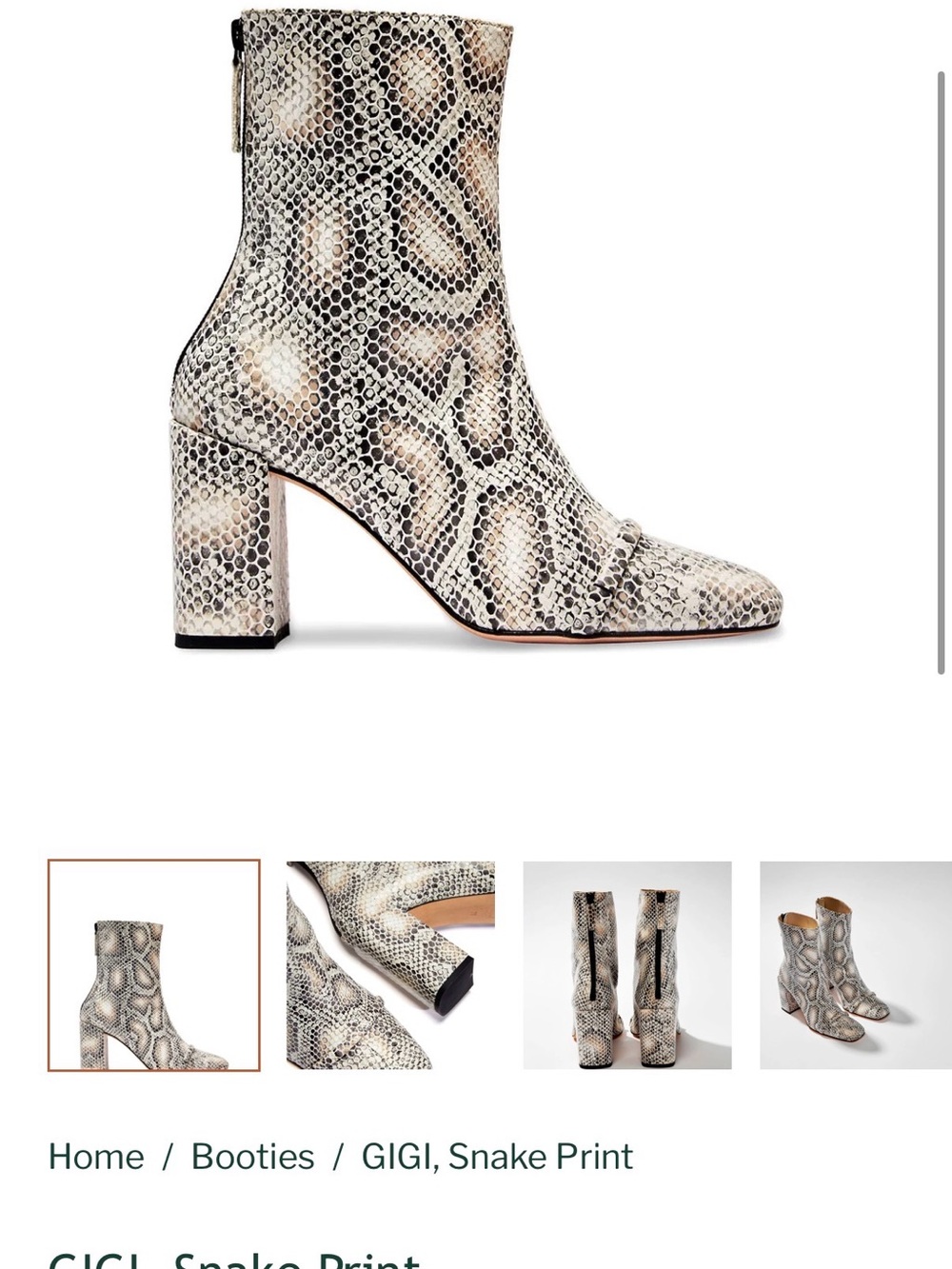 Chelsea Paris GIGI Snake Print Ankle Boots in Signature Soft Leather,
Size 36